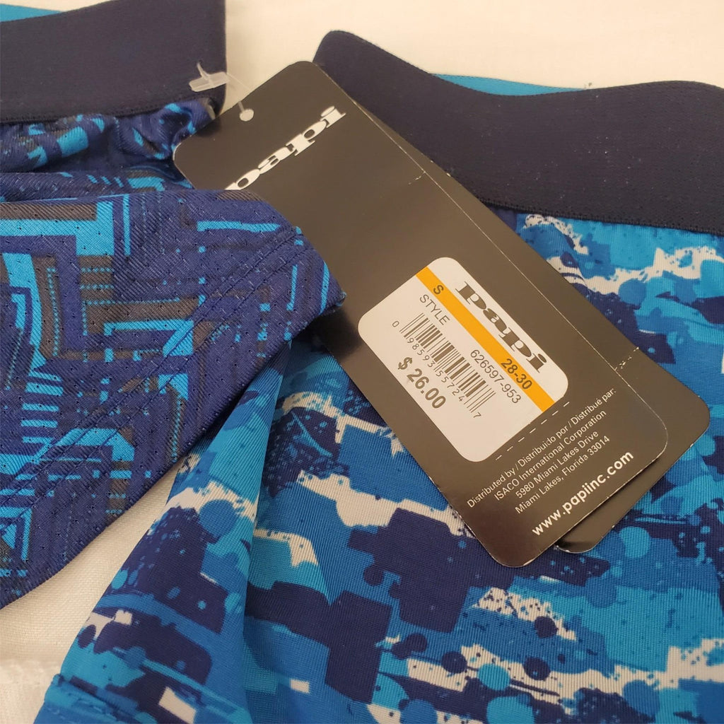 Pack of 2 Papi Men's Brazilian Blue Camouflage Trunks Size S 28-30