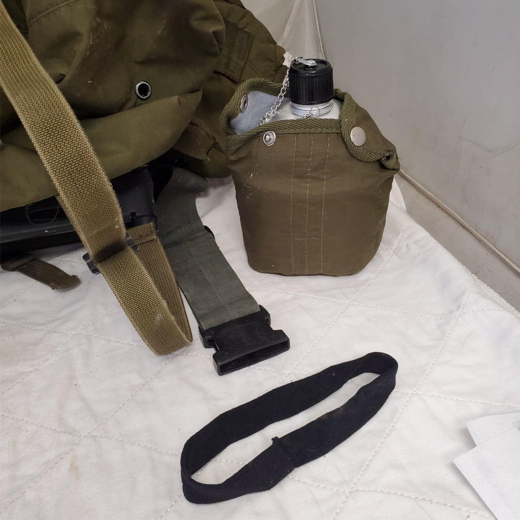 US Military Field Back Pack, Fleece Lined Canteen Canvas Pouch & Shooting Gloves