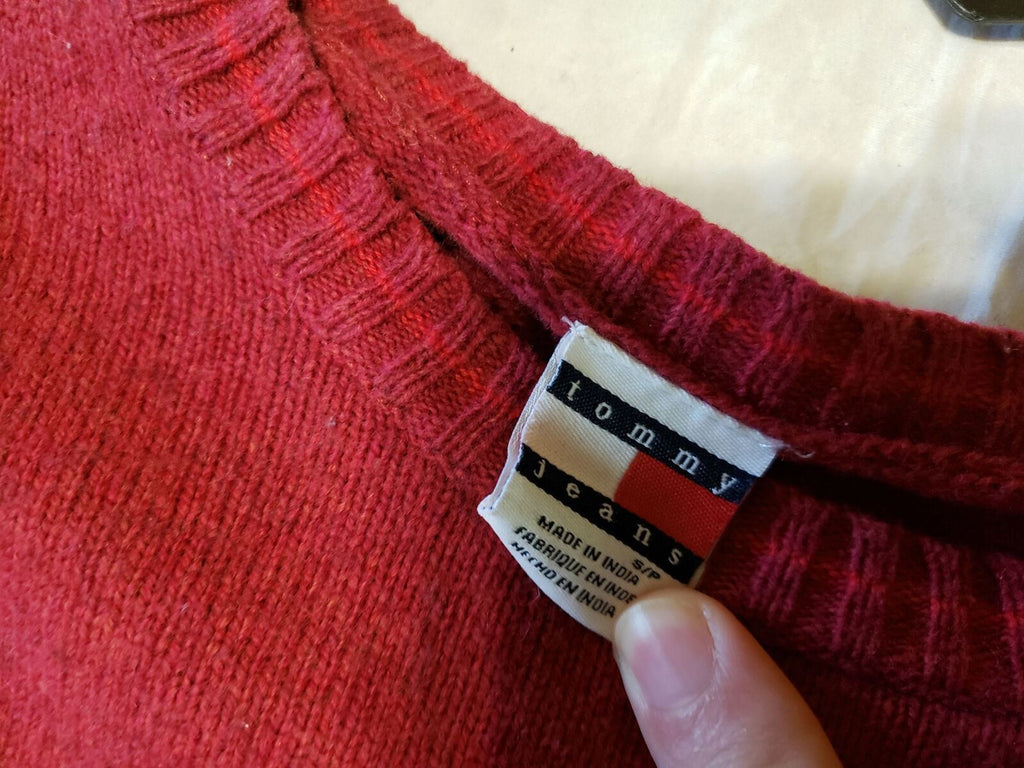 Tommy Hilfiger Jeans Red Maroon Round Neck Sweater Women's Long Sleeve Size L