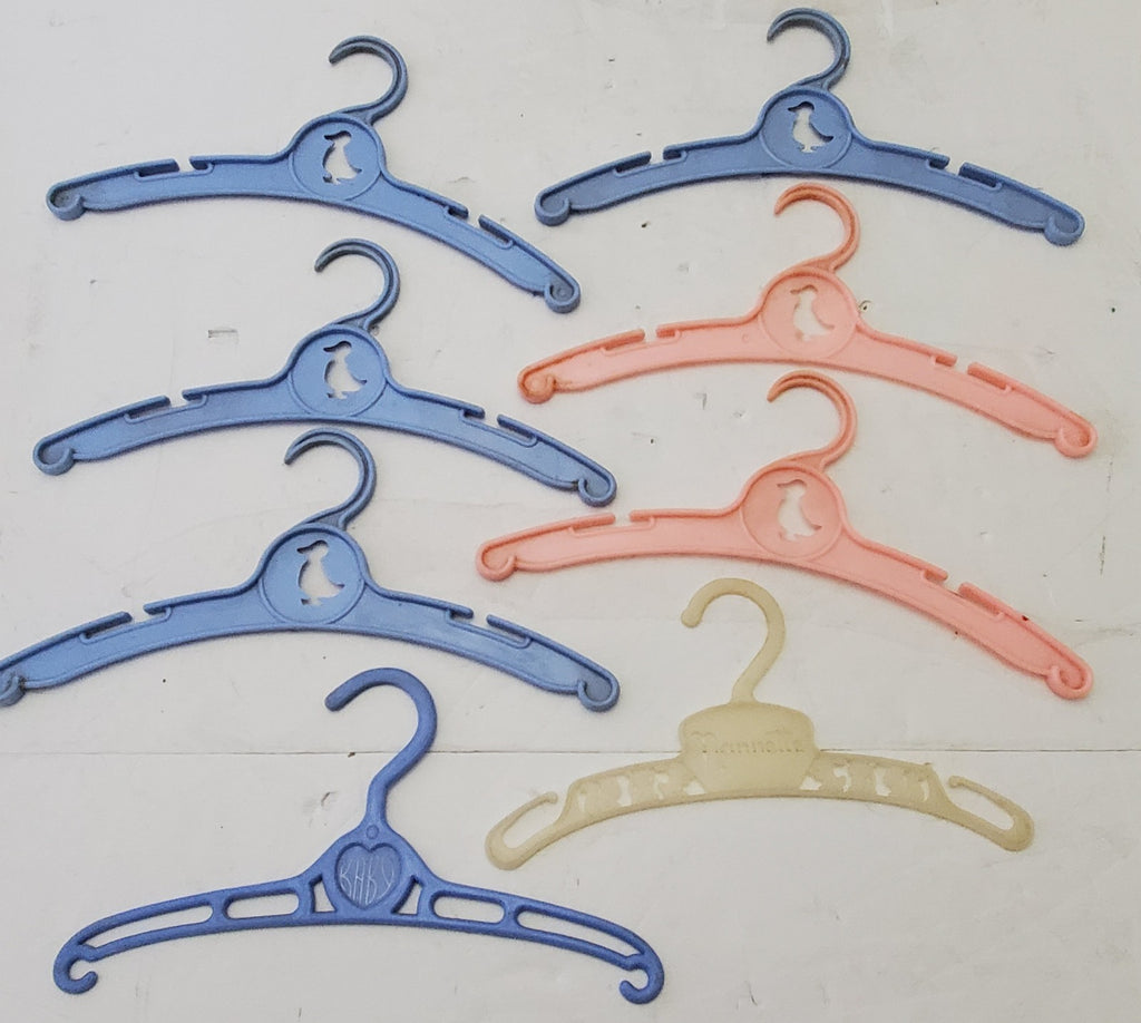 Vintage Lot of 8 Kids Plastic Portable Clothes Hangers
