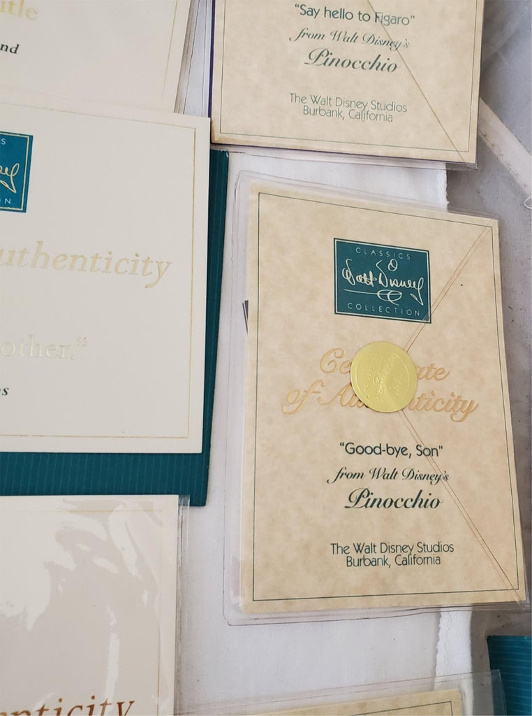 Large Lot of Walt Disney Collection Certificate of Authenticity COA Paperwork