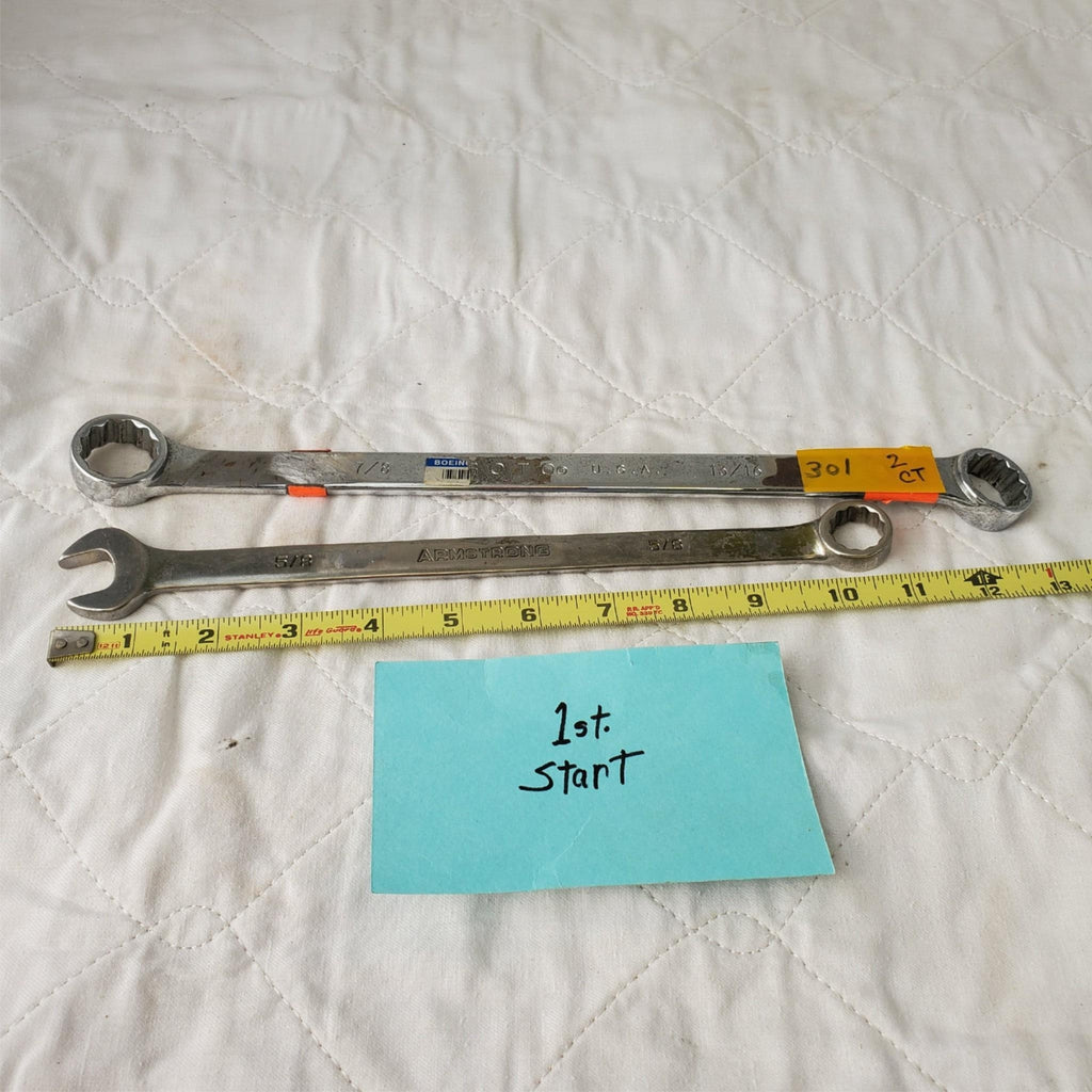 Set of 2 ARMSTRONG/PROTO Double-Ended Ring & Combination Wrench Tool LOT 301