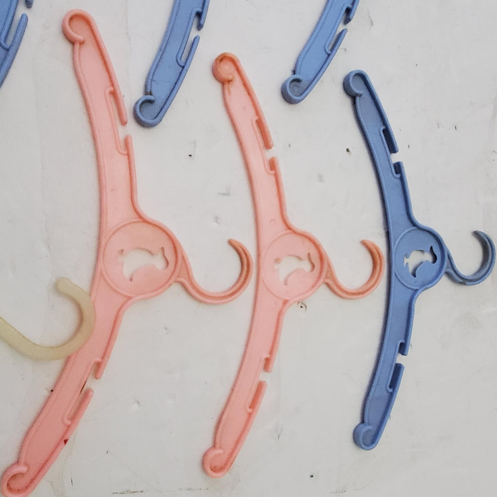 Vintage Lot of 8 Kids Plastic Portable Clothes Hangers