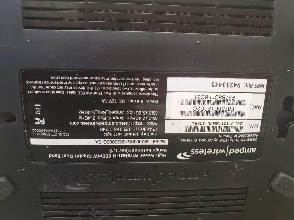 Amped Wireless High Power Dual Band Wi-Fi Range Extender Model SR20000G
