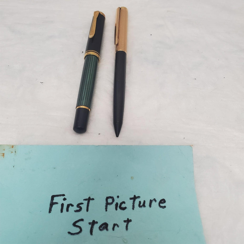 Lot of 2 Pelikan Green Stripe Pen & Vintage Ballpoint Pen