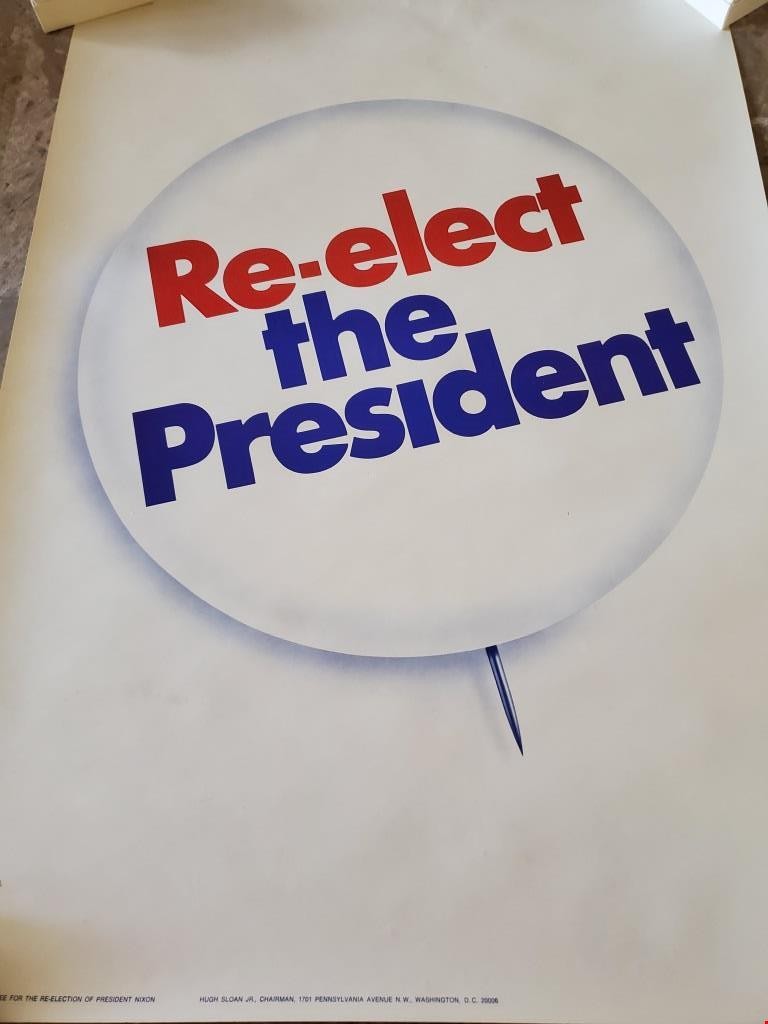 Rare Richard Nixon Re-elect The President Political Campaign Poster