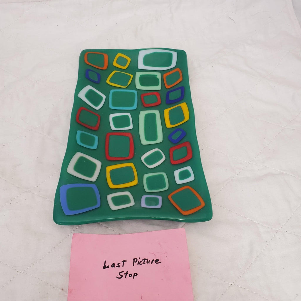 Retro Colorful Fused Glass Platter