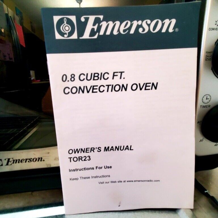 Emerson TOR23 Owners Manual 0.8 Cubic FT. Convection Toaster Oven