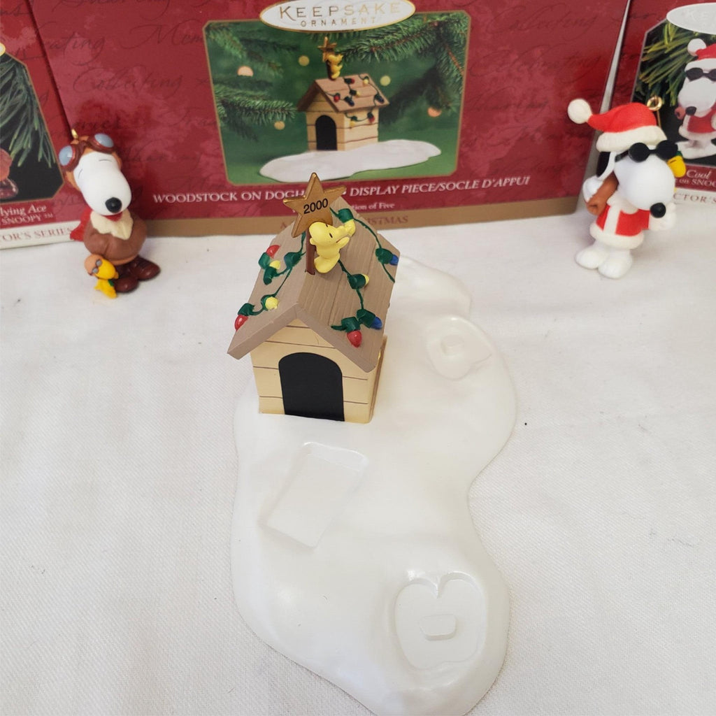 Lot of Hallmark Keepsake Spotlight on Snoopy & Woodstock On Doghouse Ornaments