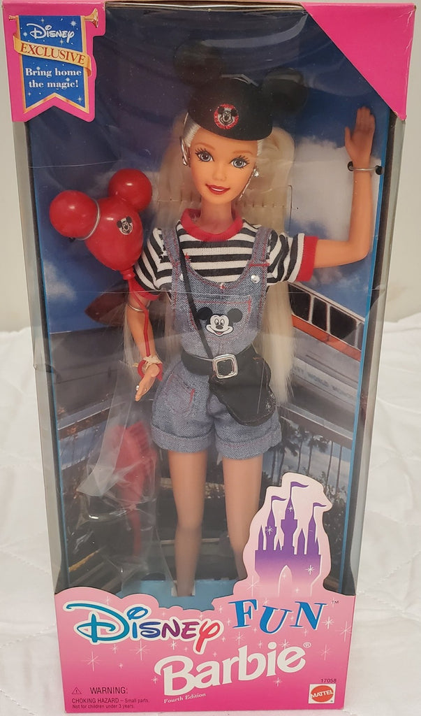 1996 Disney Fun Barbie Exclusive Mickey Overalls Balloon Castle Box Mattel #1705