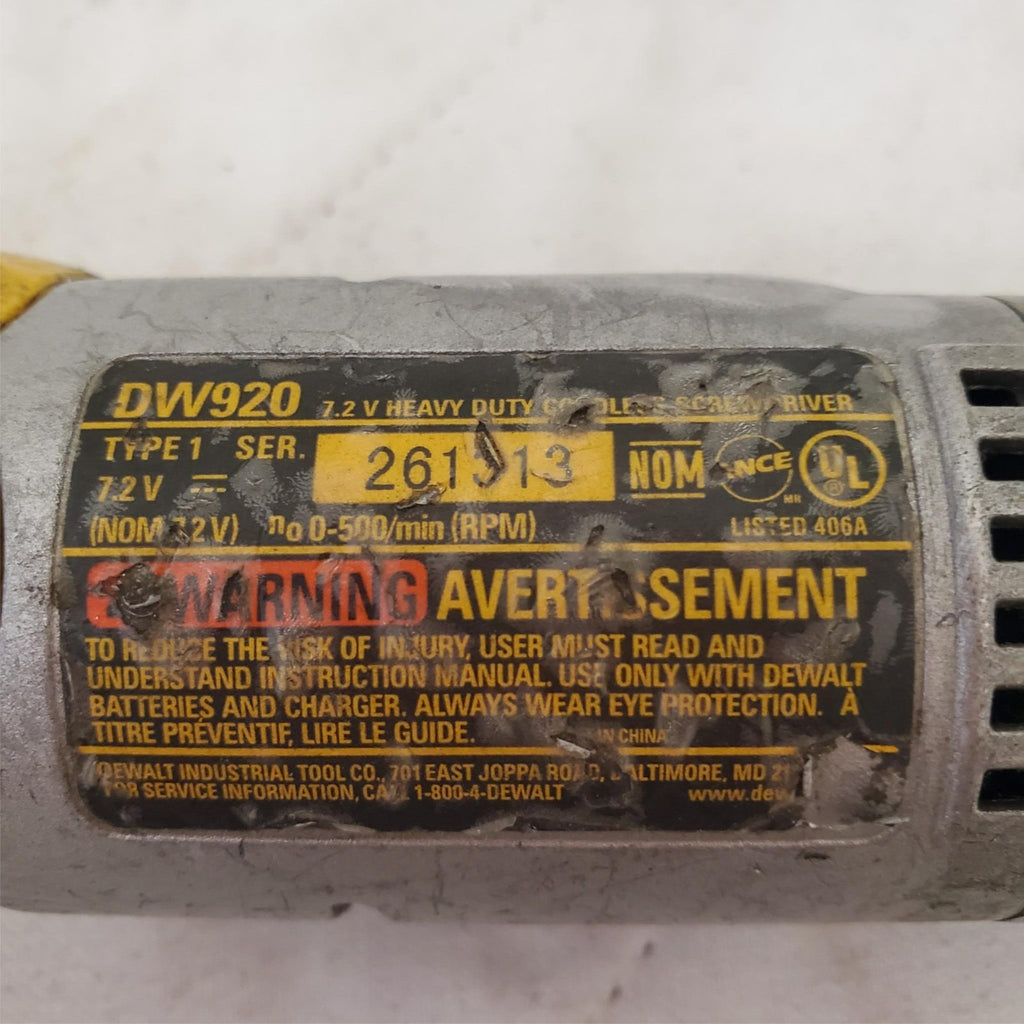 Dewalt DW920 7.2V Heavy Duty Adjustable Angle Screwdriver Tool VVV12
