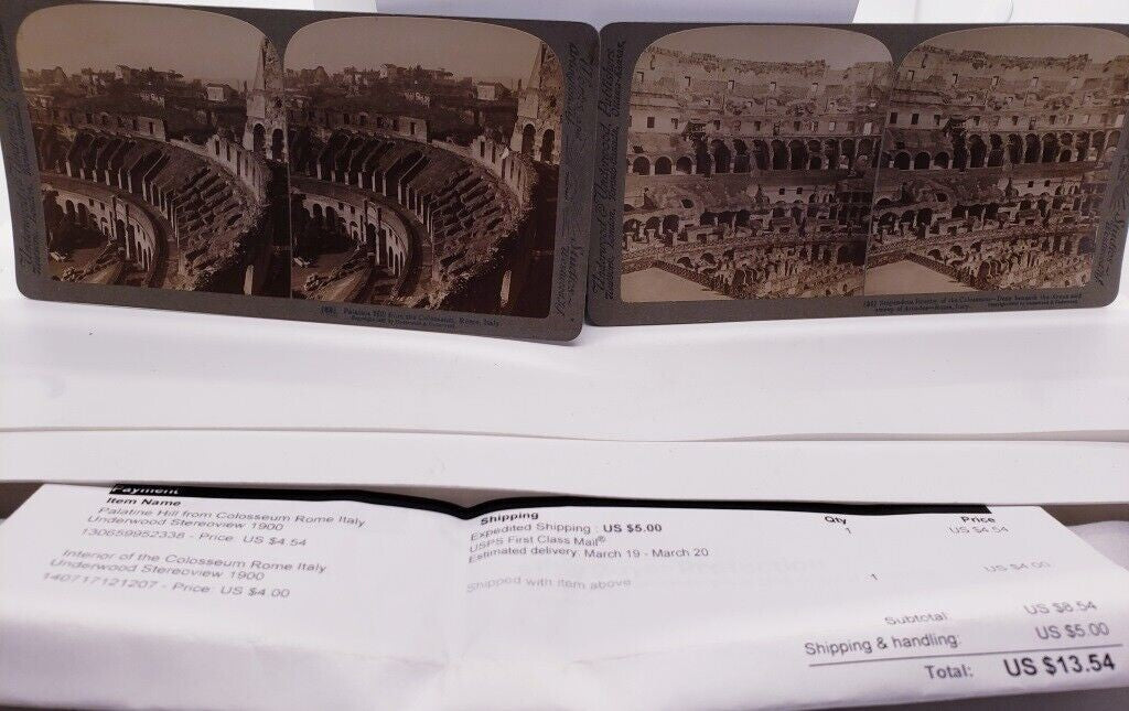 Underwood Stereoview Card 1900 Interior & Palatine Hill of Colosseum Rome Italy