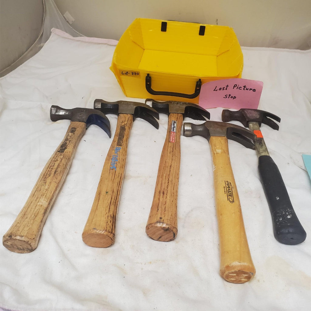 Lot of 5 Vintage Wooden Handle Claw Hammers LOT-880
