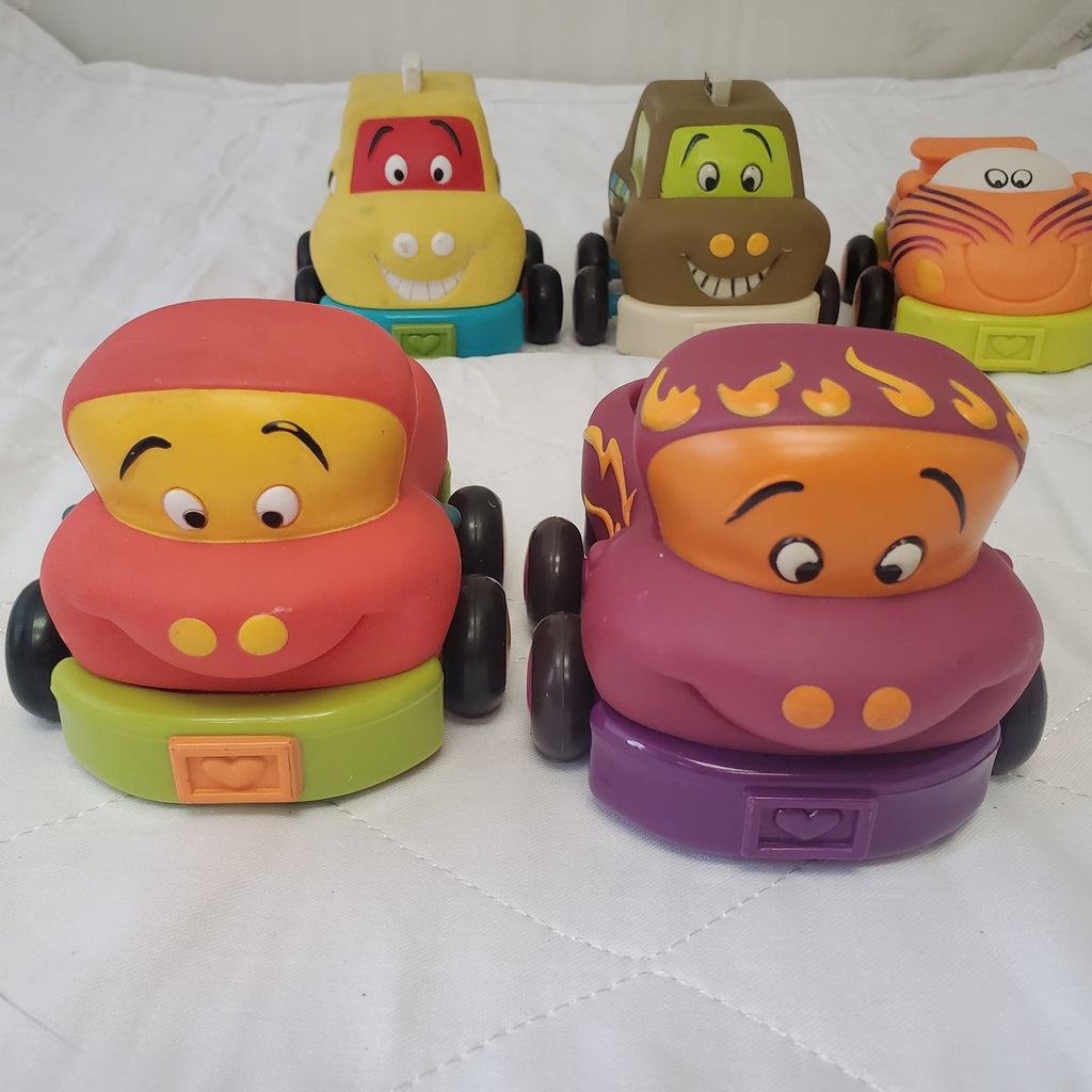 Lot of Assorted My B Toys Baby Toddler Plastic Toys Car, Taxi, And Truck