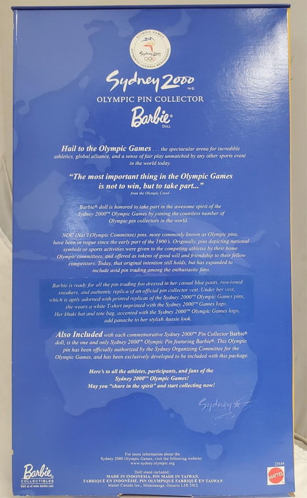 Sydney 2000 Olympic Pin Collector Barbie Doll with Certificate of Authenticity