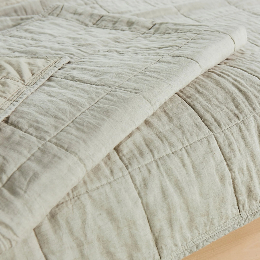 Avocado Natural Linen Quilt Natural Color Full - Queen Size $319