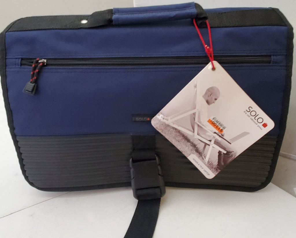 SOLO New York Briefcase Messenger Bag for Laptop - Black/Blue