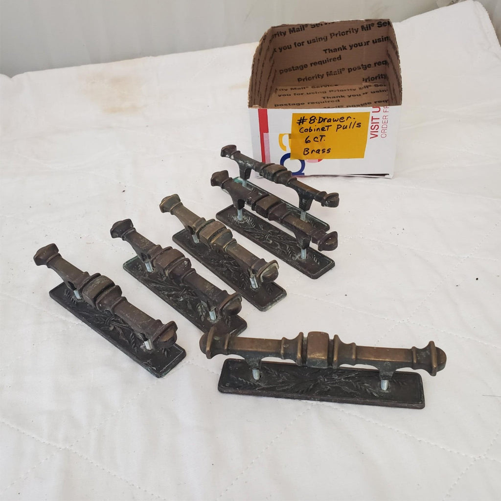 Lot of 6 Vintage Brass Amerock Carriage Cabinet Drawer Pulls Handle #8