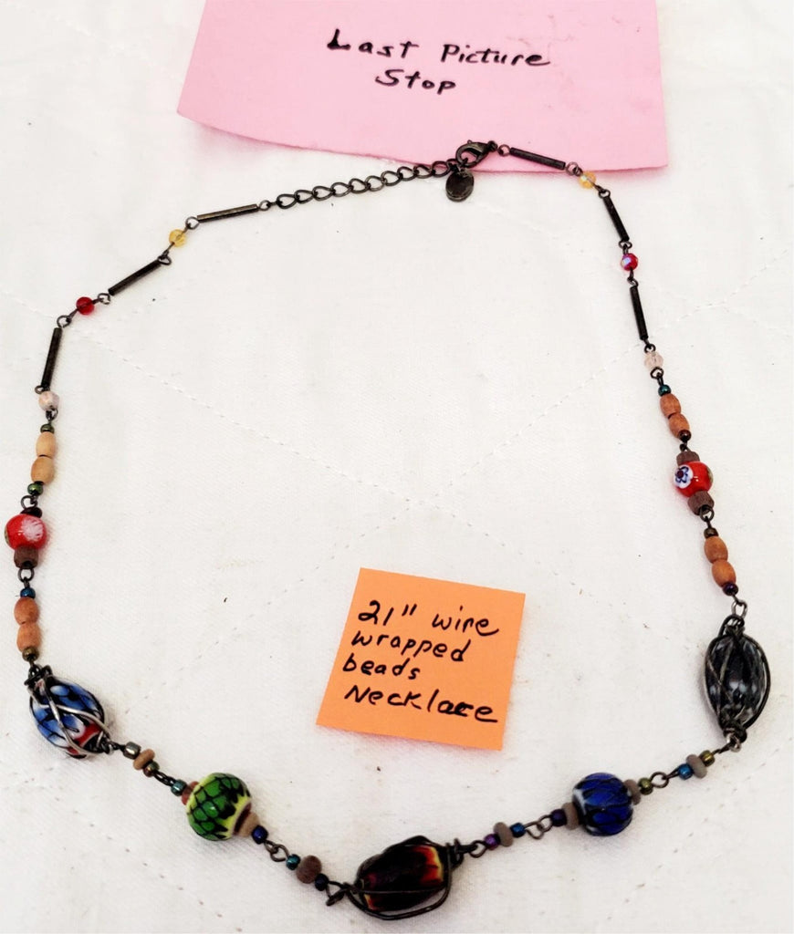 21" Wire Wrapped Beads Necklace