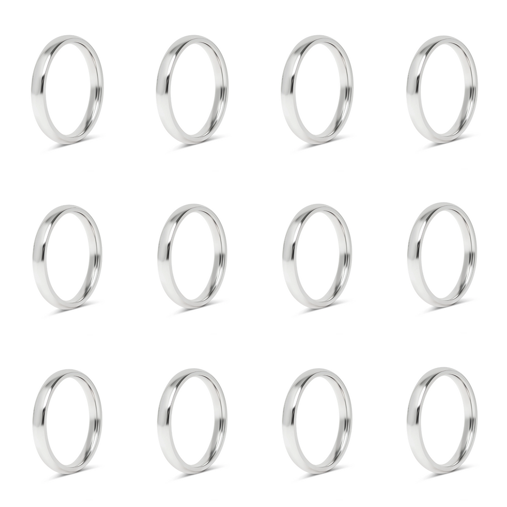 Wholesale lot of 12 Stainless Steel Wedding Band Promise Blank Rings 3mm