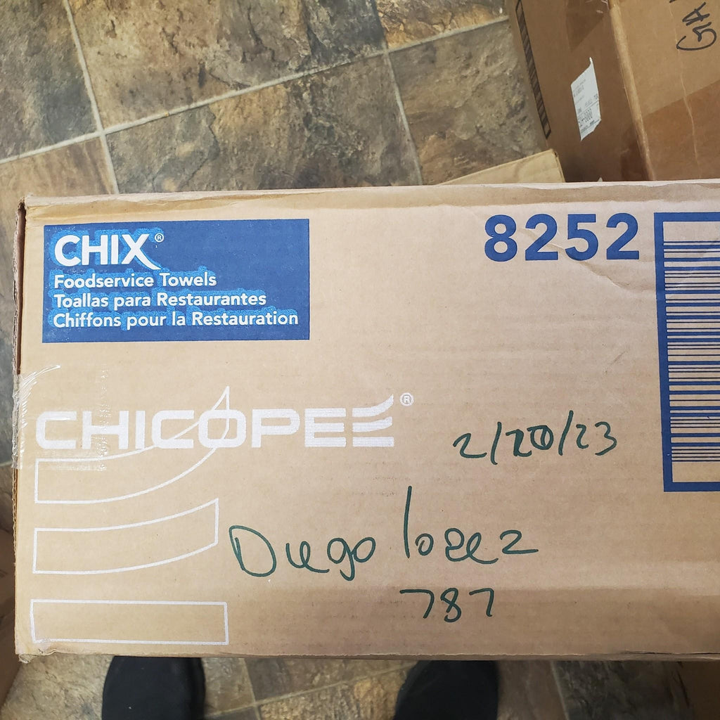 Chix 8252 Cotton Food Service Towels - WHT/RD (150/CT) New