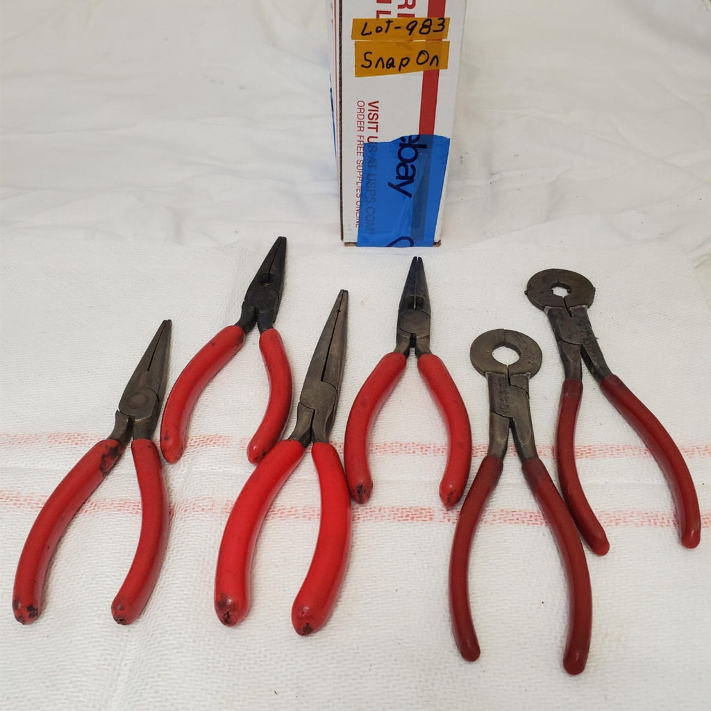 Lot of 6 Snap on Needle  Nose Pliers 6" Cushion Grip Red USA Lot-983