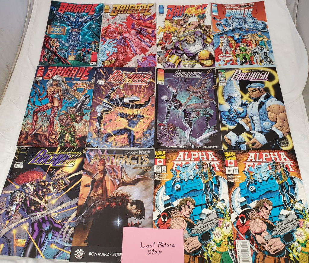 Lot of 12 Brigade Backlash Artifacts & Marvel Comic Books #22