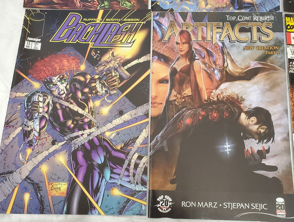 Lot of 12 Brigade Backlash Artifacts & Marvel Comic Books #22