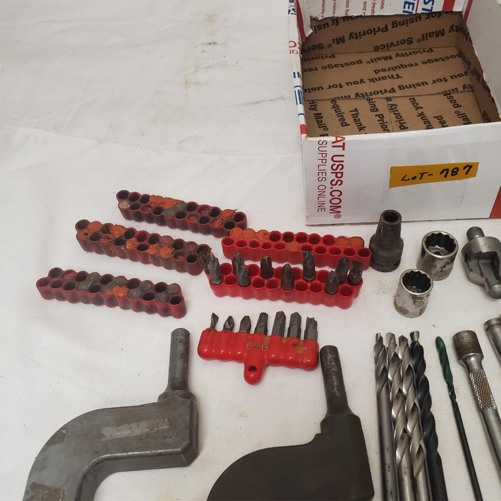 Mixed Lot of Metalworking Tools with Clamps Drill Bits & Socket Adapters LOT-787