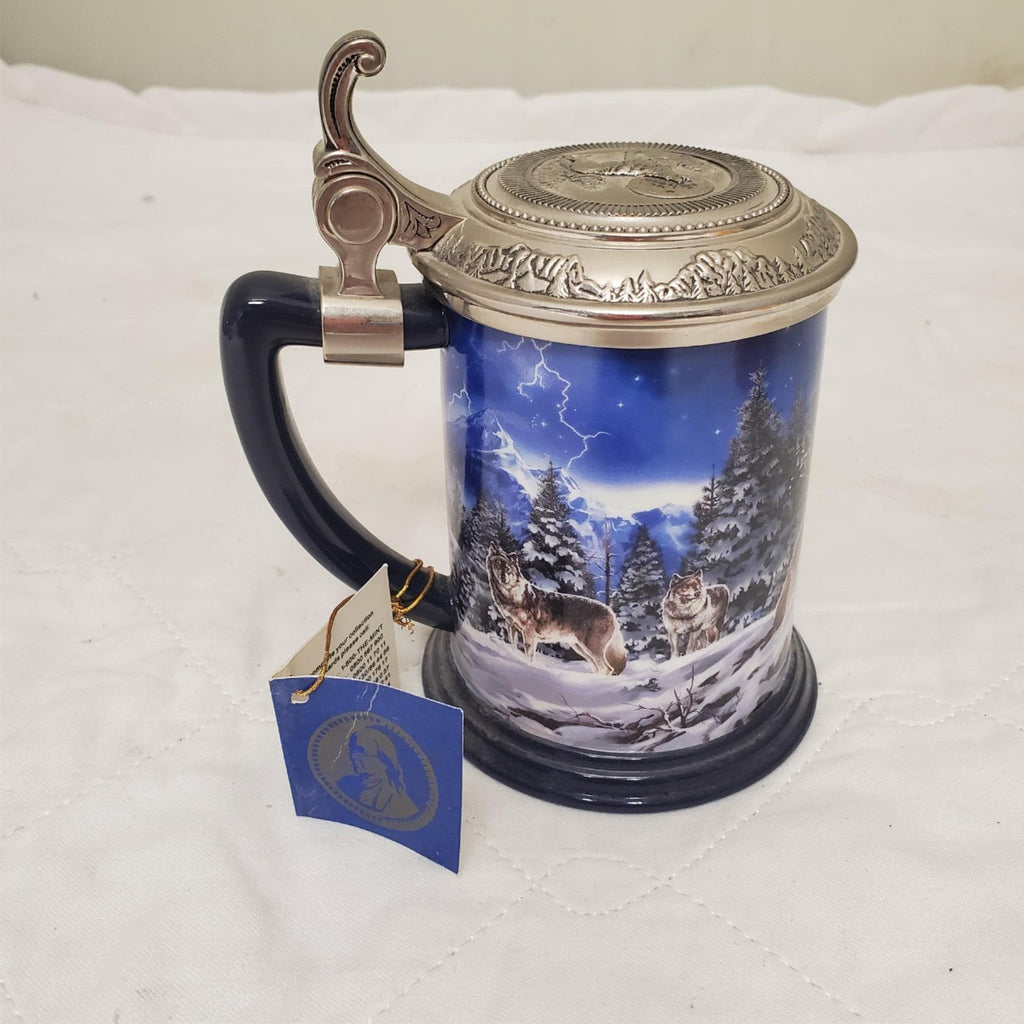 The Franklin Mint Wolf Center Call of The North Tankard Collector Stein