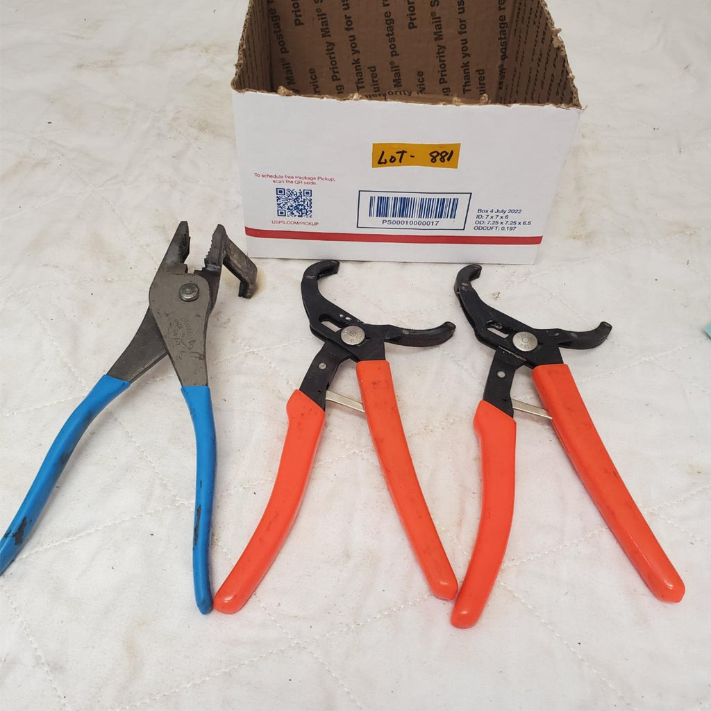 Lot of 3 Duct Cutter & Adjustable Oil Filter Pliers Set LOT-881