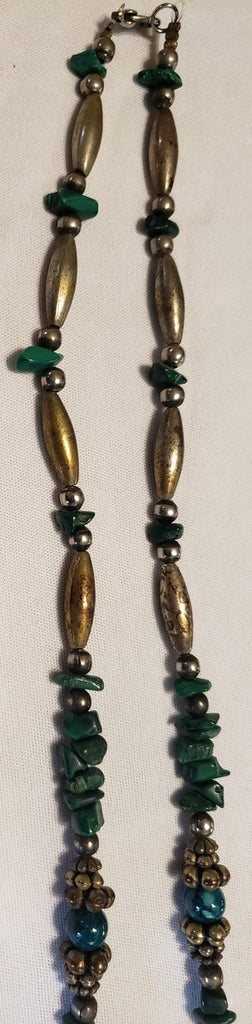Used Genuine Handmade Silver Tone and Turquoise Chips Beaded Necklace