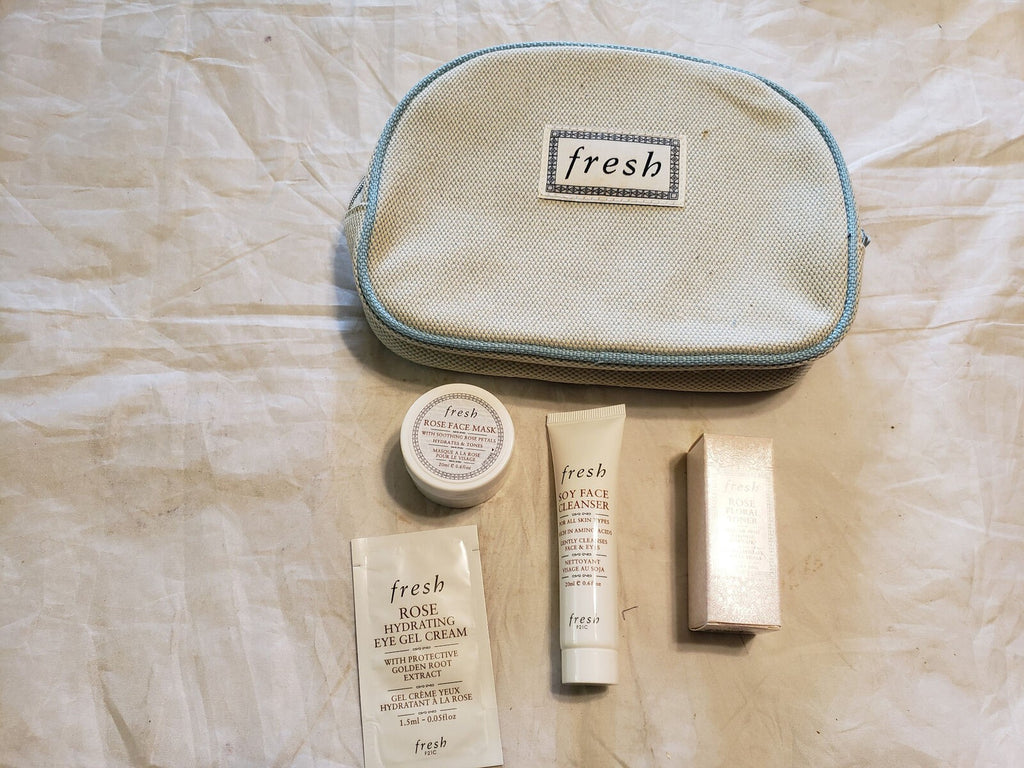 Fresh Skin Care Makeup Cosmetic Bag Rose Face Mask Eye Gel Cream Cleanser Toner.