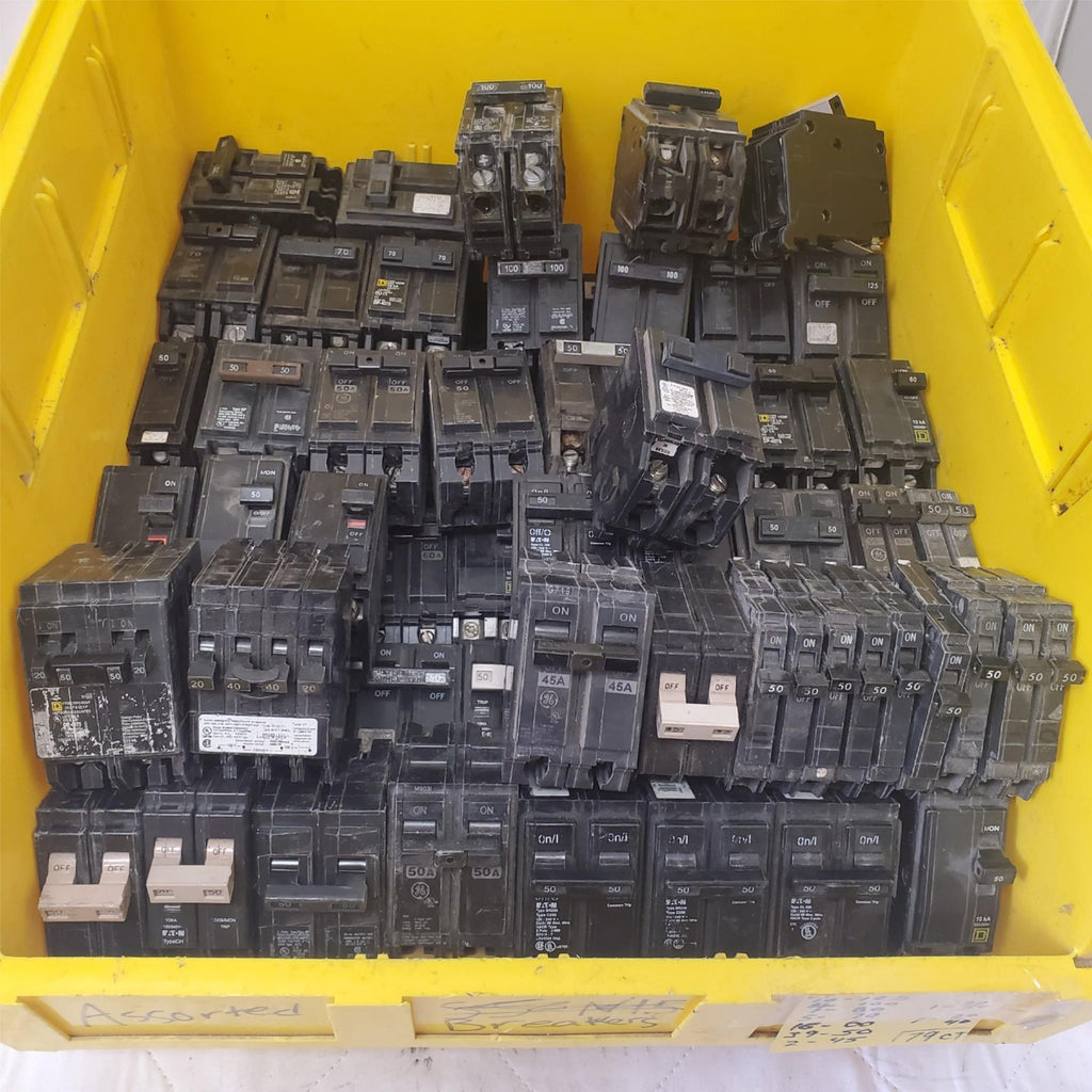 Large Lot of 79 used circuit breakers Assorted