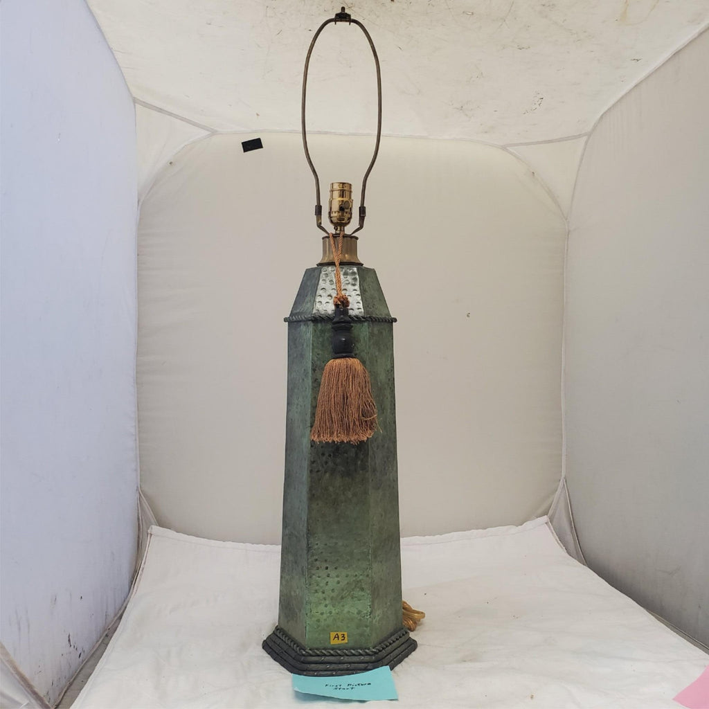 Vintage Brass Octagonal Canister Table Lamp A3