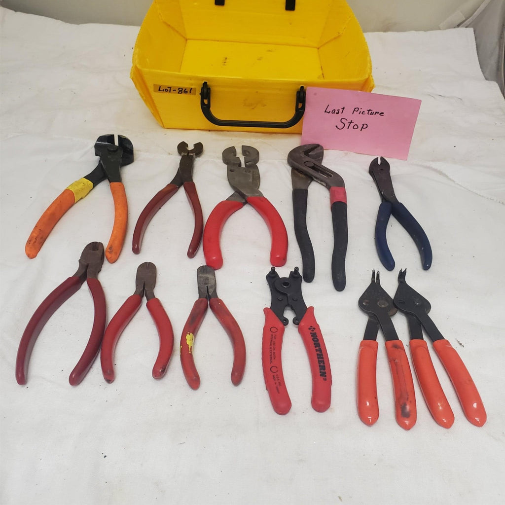 Lot of 11 Assorted Pliers Set Hand Tools for Gripping Cutting & Bending LOT-861