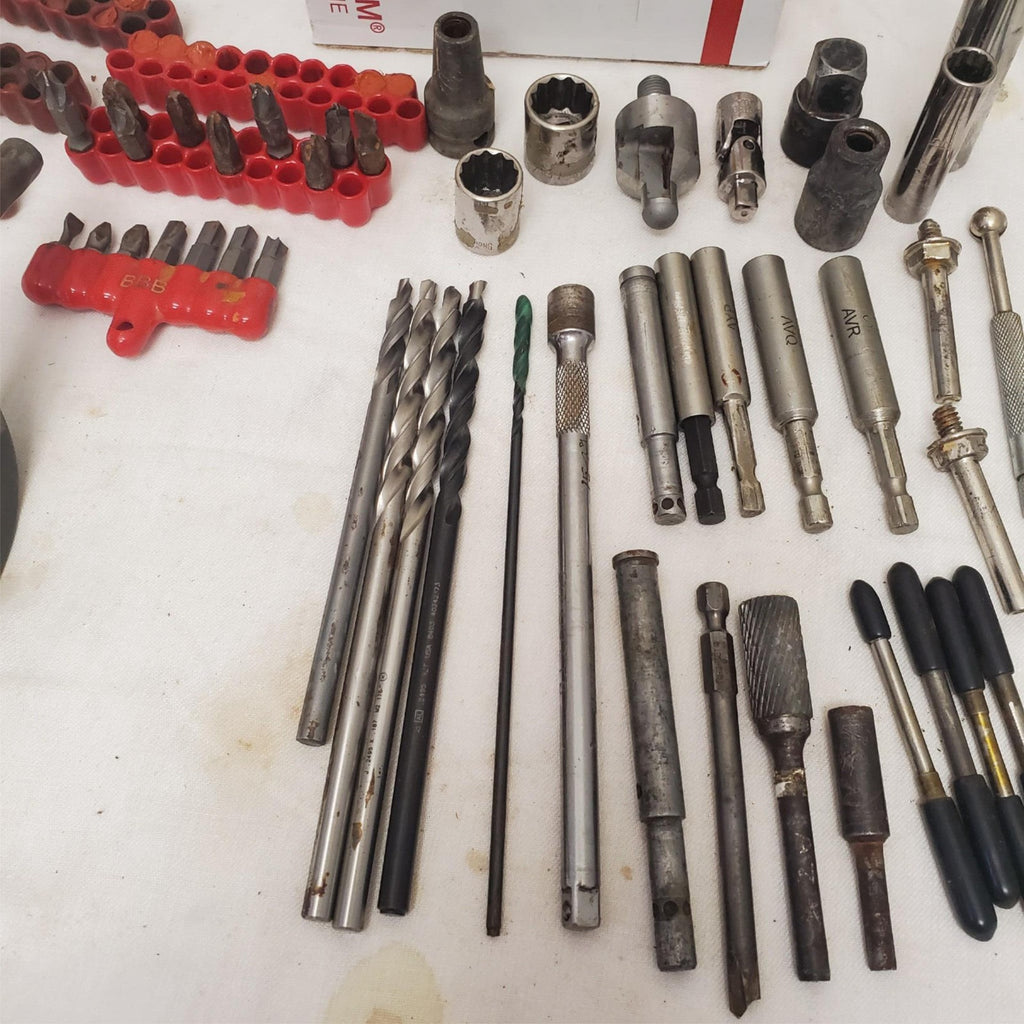 Mixed Lot of Metalworking Tools with Clamps Drill Bits & Socket Adapters LOT-787