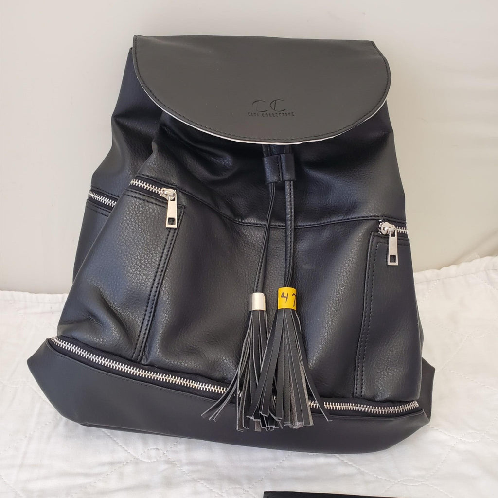 Citi Collective Multiple Use Leather Tote Bag Convertible to Backpack Tassle