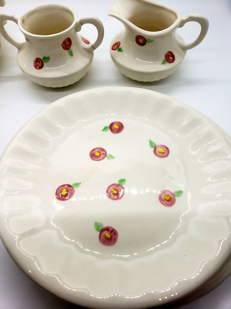 Vintage Modern TeaPot Cup Sugar-Cup Saucer Beautiful White Ceramic Tea Set