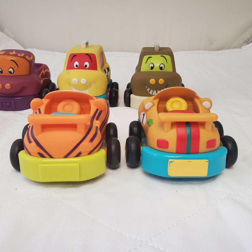 Lot of Assorted My B Toys Baby Toddler Plastic Toys Car, Taxi, And Truck