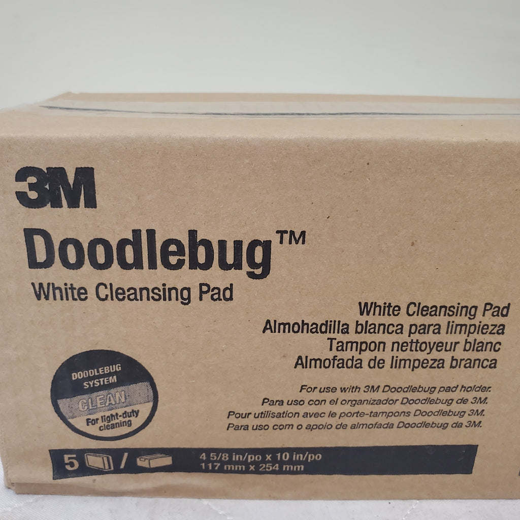 3M Doodlebug 8440 White Cleansing Pad (5pk) light-duty cleaning 10”x 5” X 1”