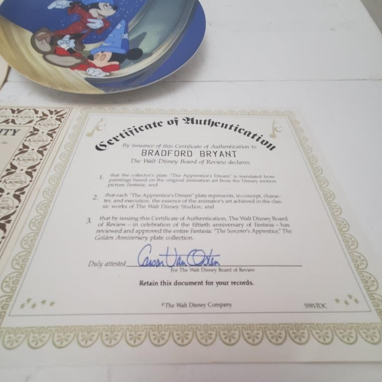Walt Disney's Fantasia “Dreams of Power” Collector's Plate Edwin M. Knowles 1991
