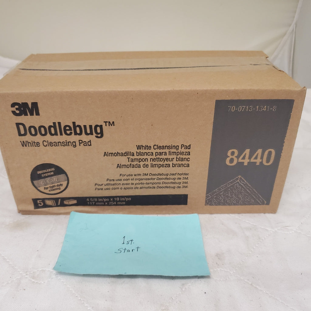 3M Doodlebug 8440 White Cleansing Pad (5pk) light-duty cleaning 10”x 5” X 1”