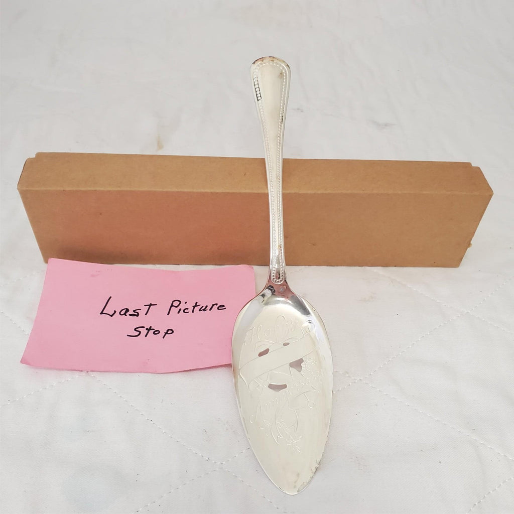 Community Silver Plated Happy Anniversary Pierced Pie Cake Dessert Server