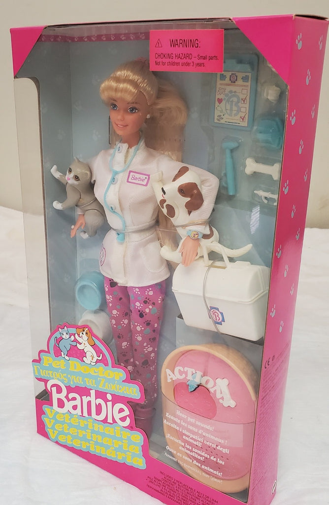 Vintage 1996 Barbie Pet Doctor accessories cat, dog, pet bed w/ sounds Mattel