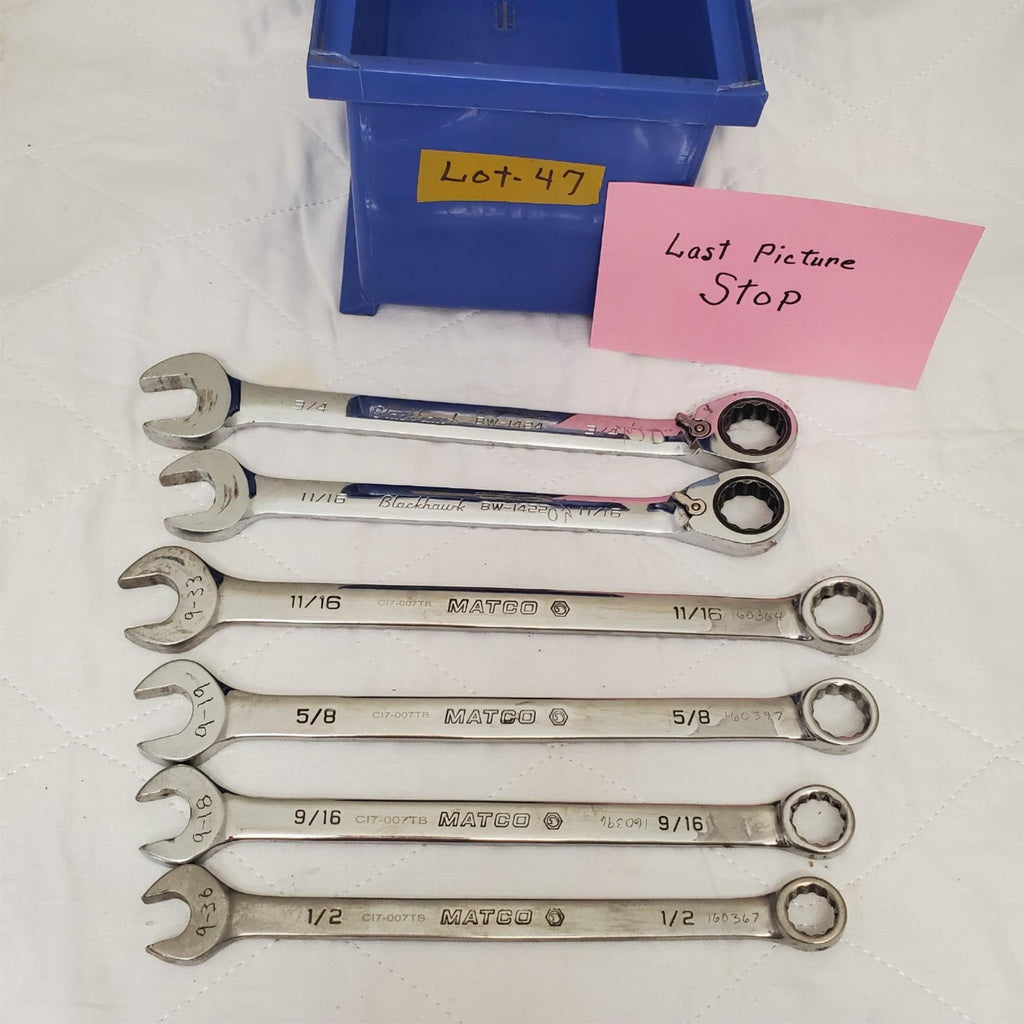 Lot of 6 Assorted Matco & Blackhawk Combination Wrench Set Lot-47