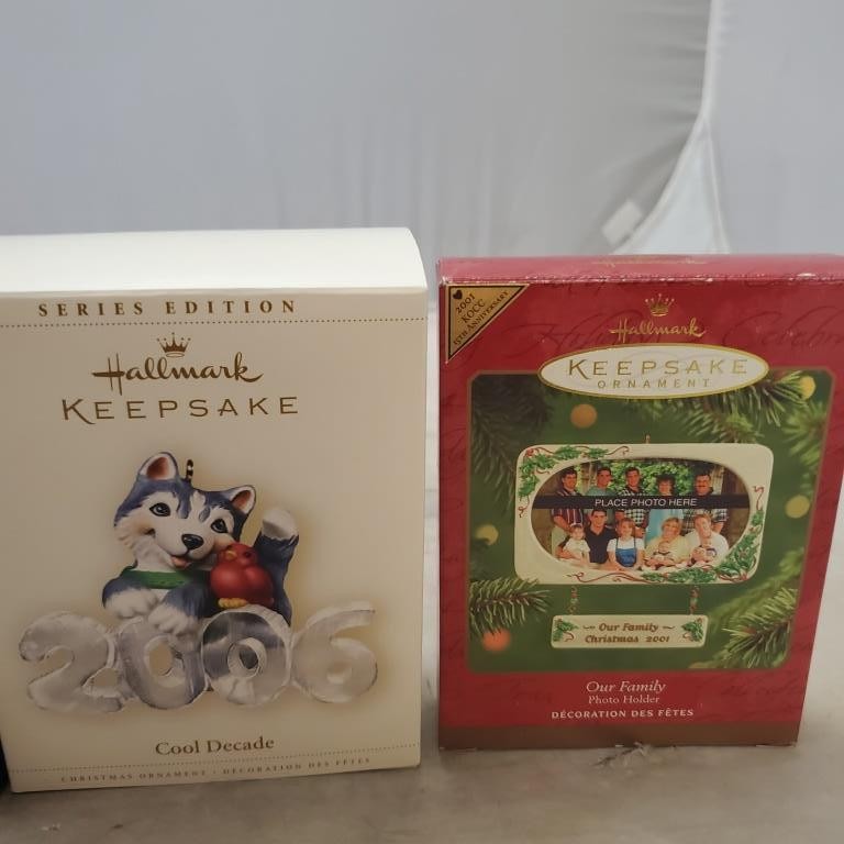 Hallmark Keepsake 2000-2006 Cool Decade and OUR FAMILY Photo Holder Ornaments