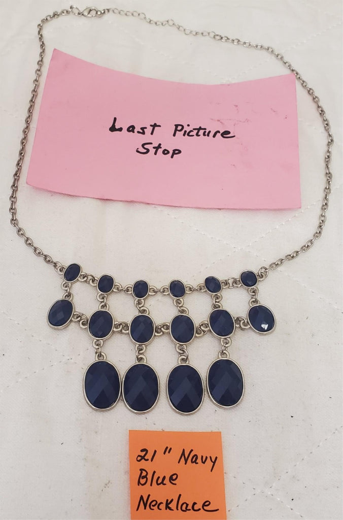 21" Navy Blue Stone Bib Necklace