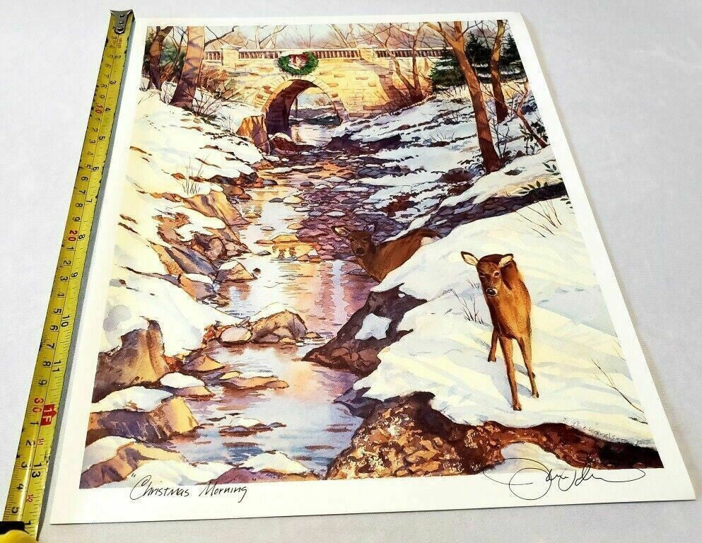 Christmas Morning Art Print Deer and Train Station By Ken Harris