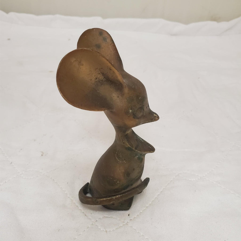 Vintage brass Big Ears Made in korea mouse Figurine Paperweight